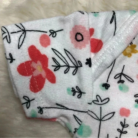 Gerber Onesie Diaper Shirt White  / Floral Size Newborn - Picture 4 of 16